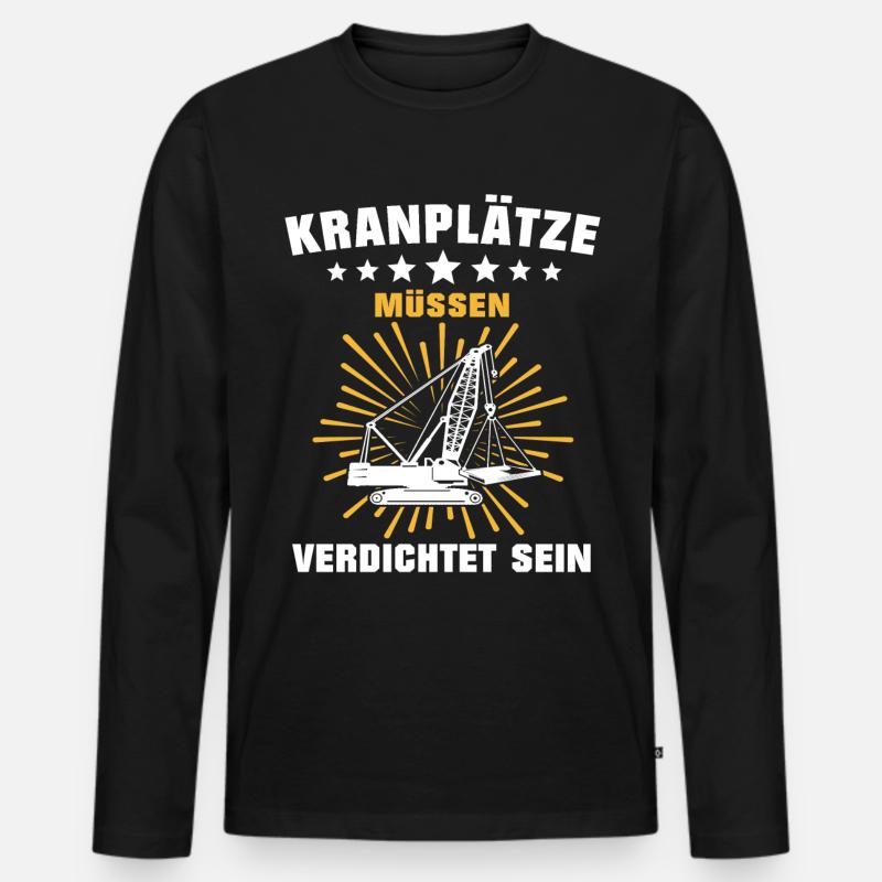 Kranfahrer Beruf Kranführer Sprüche - Männer Premium Bio Langarmshirt - Schwarz