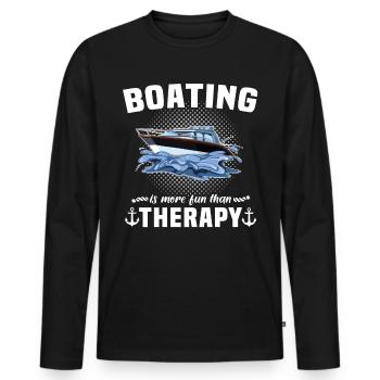 Captain Boat Sailing Ship Therapy - Men's Premium Organic Long Sleeve Shirt - black - Front - Nico (187cm)