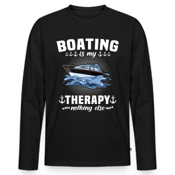 Captain Boat Sailing Ship Therapy - Men's Premium Organic Long Sleeve Shirt - black - Front - Nico (187cm)