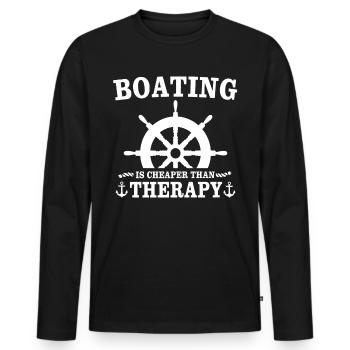Captain Boat Sailing Ship Therapy - Men's Premium Organic Long Sleeve Shirt - black - Front - Nico (187cm)