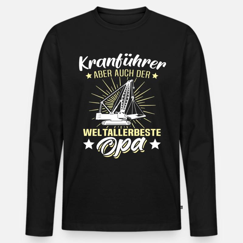 Kranfahrer Opa Kranführer Opas - Männer Premium Bio Langarmshirt - Schwarz