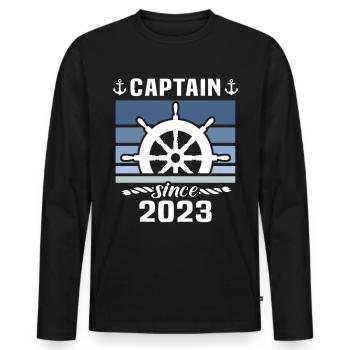 Capitaine 2023 bateau titulaire d’un permis bateau - T-shirt manches longues Premium bio Homme - noir - Devant - Nico (187cm)