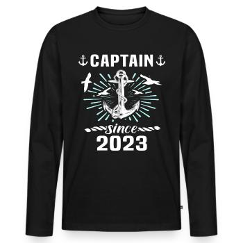 Capitaine 2023 bateau titulaire d’un permis bateau - T-shirt manches longues Premium bio Homme - noir - Devant - Nico (187cm)