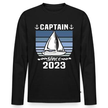 Capitaine 2023 bateau titulaire d’un permis bateau - T-shirt manches longues Premium bio Homme - noir - Devant - Nico (187cm)