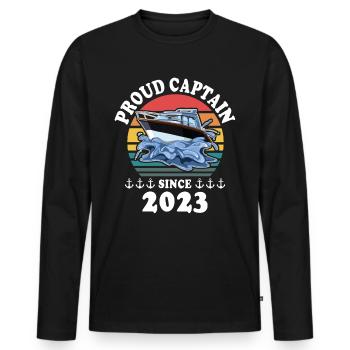 Capitaine 2023 bateau titulaire d’un permis bateau - T-shirt manches longues Premium bio Homme - noir - Devant - Nico (187cm)