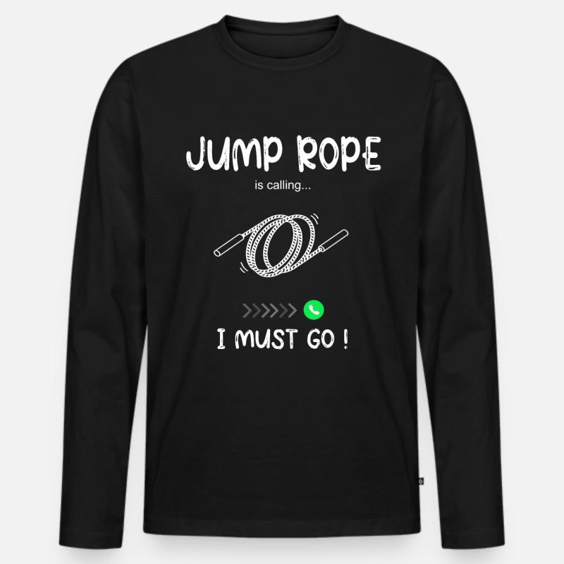 Jump Rope Calling - Seilspringen - Männer Premium Bio Langarmshirt - Schwarz