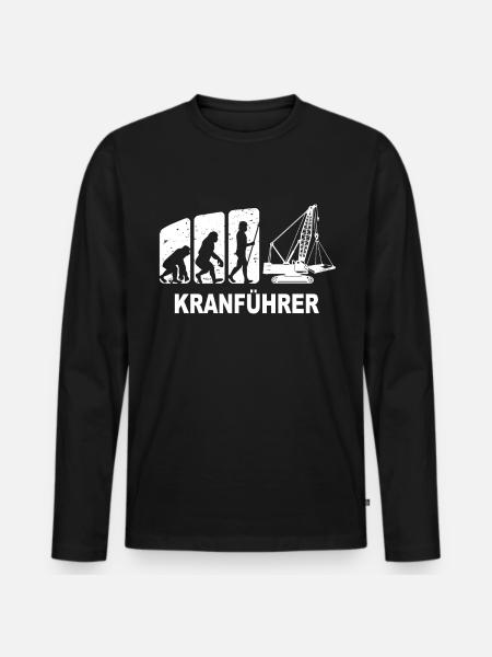 Kranfahrer Evolution Kranführer Kran - Männer Premium Bio Langarmshirt - Schwarz