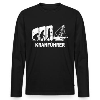 Kranfahrer Evolution Kranführer Kran - Männer Premium Bio Langarmshirt - Schwarz - Vorne - Nico (187cm)