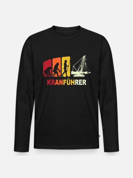 Kranfahrer Evolution Kranführer Kran - Männer Premium Bio Langarmshirt - Schwarz
