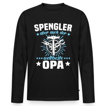 Spengler Opa Bauspengler Grossvater - Männer Premium Bio Langarmshirt - Schwarz - Vorne - Nico (187cm)