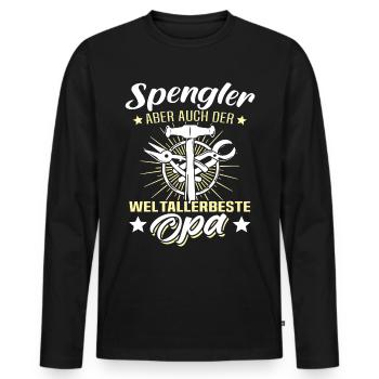 Spengler Opa Bauspengler Grossvater - Männer Premium Bio Langarmshirt - Schwarz - Vorne - Nico (187cm)