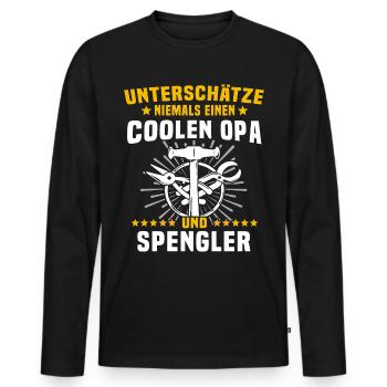 Spengler Opa Bauspengler Grossvater - Männer Premium Bio Langarmshirt - Schwarz - Vorne - Nico (187cm)