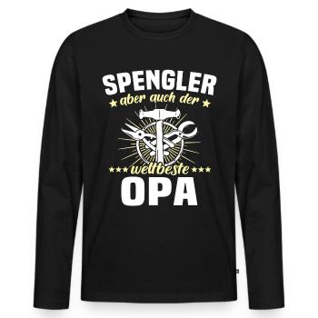 Spengler Opa Bauspengler Grossvater - Männer Premium Bio Langarmshirt - Schwarz - Vorne - Nico (187cm)