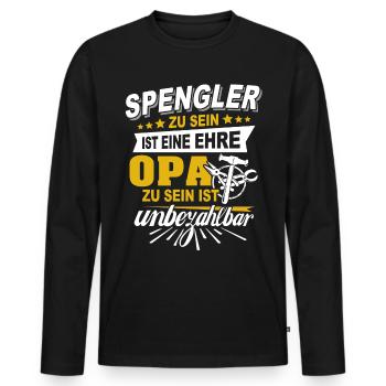Bauspengler Opa Spengler - Männer Premium Bio Langarmshirt - Schwarz - Vorne - Nico (187cm)
