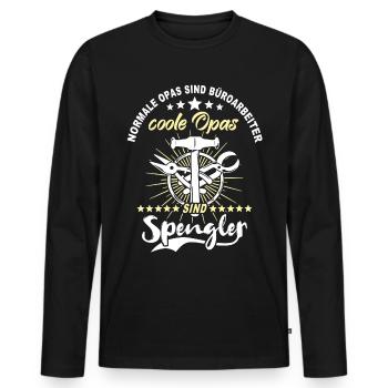 Bauspengler Opa Spengler - Männer Premium Bio Langarmshirt - Schwarz - Vorne - Nico (187cm)