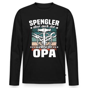 Bauspengler Opa Spengler - Männer Premium Bio Langarmshirt - Schwarz - Vorne - Nico (187cm)
