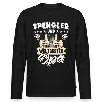 Bauspengler Opa Spengler - Männer Premium Bio Langarmshirt - Schwarz - Vorne - Nico (187cm)