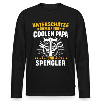 Bauspengler Papa Spengler - Männer Premium Bio Langarmshirt - Schwarz - Vorne - Nico (187cm)