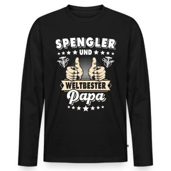 Bauspengler Papa Spengler - Männer Premium Bio Langarmshirt - Schwarz - Vorne - Nico (187cm)