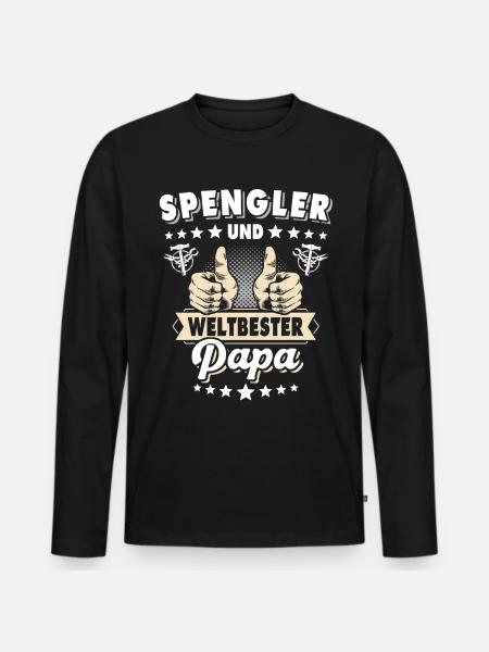 Bauspengler Papa Spengler - Männer Premium Bio Langarmshirt - Schwarz