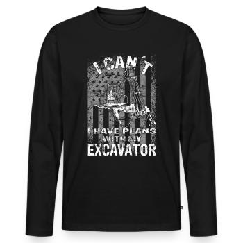Excavator - construction worker - excavator operator - Men's Premium Organic Long Sleeve Shirt - black - Front - Nico (187cm)