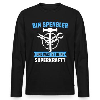Spengler Beruf Bauspengler Sprüche - Männer Premium Bio Langarmshirt - Schwarz - Vorne - Nico (187cm)