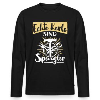 Spengler Beruf Bauspengler Sprüche - Männer Premium Bio Langarmshirt - Schwarz - Vorne - Nico (187cm)