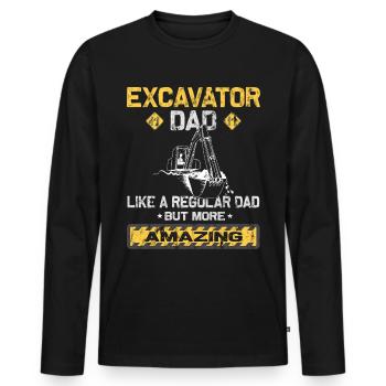 Pelle hydraulique Conducteur de pelle papa - T-shirt manches longues Premium bio Homme - noir - Devant - Nico (187cm)