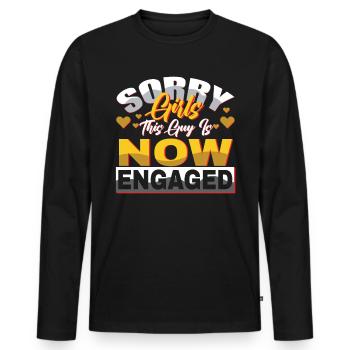 Désolé les filles, le gars est fiancé maintenant - T-shirt manches longues Premium bio Homme - noir - Devant - Nico (187cm)