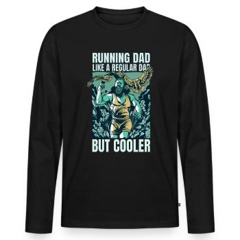 Courir papa comme un papa normal, mais plus cool - T-shirt manches longues Premium bio Homme - noir - Devant - Nico (187cm)