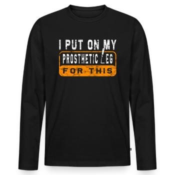 Chirurgie de prothèse d’humour amputée Amputation - T-shirt manches longues Premium bio Homme - noir - Devant - Nico (187cm)