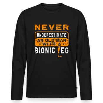 Beinamputierte Prothetische Chirurgie - Männer Premium Bio Langarmshirt - Schwarz - Vorne - Nico (187cm)