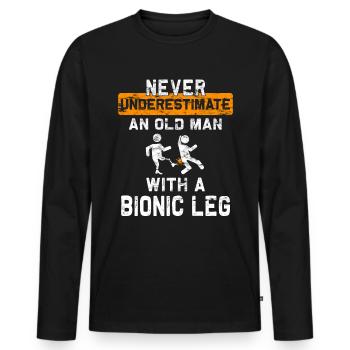 Beinamputierte Prothetische Chirurgie - Männer Premium Bio Langarmshirt - Schwarz - Vorne - Nico (187cm)