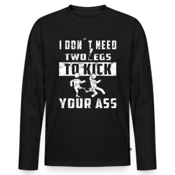 Amputated leg Prosthetic leg - Men's Premium Organic Long Sleeve Shirt - black - Front - Nico (187cm)