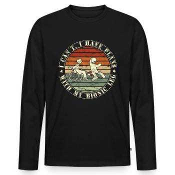 Rollstuhl Für Beinamputierte Prothesen - Männer Premium Bio Langarmshirt - Schwarz - Vorne - Nico (187cm)
