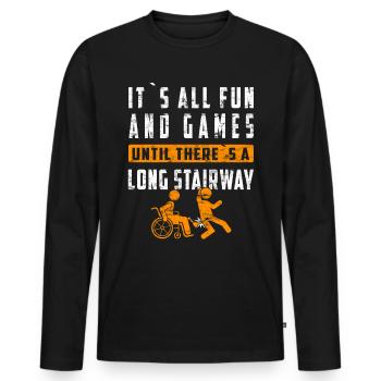 Rollstuhl Für Beinamputierte Prothesen - Männer Premium Bio Langarmshirt - Schwarz - Vorne - Nico (187cm)