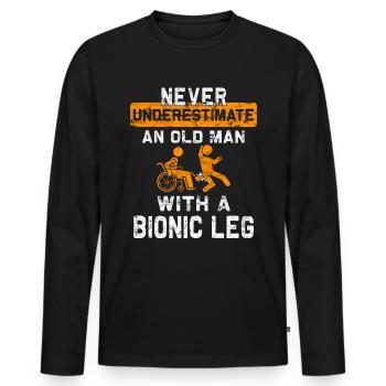 Rollstuhl Für Beinamputierte Prothesen - Männer Premium Bio Langarmshirt - Schwarz - Vorne - Nico (187cm)