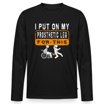 Rollstuhl Für Beinamputierte Prothesen - Männer Premium Bio Langarmshirt - Schwarz - Vorne - Nico (187cm)