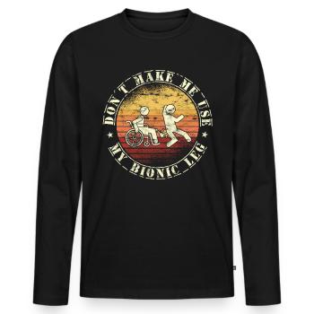 Rollstuhl Für Beinamputierte Prothesen - Männer Premium Bio Langarmshirt - Schwarz - Vorne - Nico (187cm)