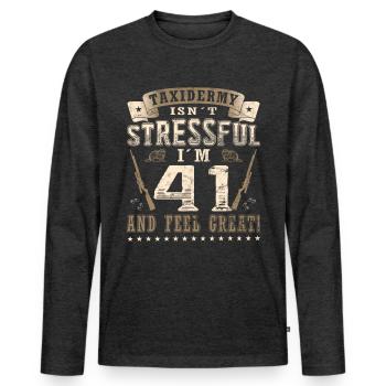 Präparatoren 41. Geburtstag Präparatoren - Männer Premium Bio Langarmshirt - Anthrazit meliert - Vorne - Nico (187cm)