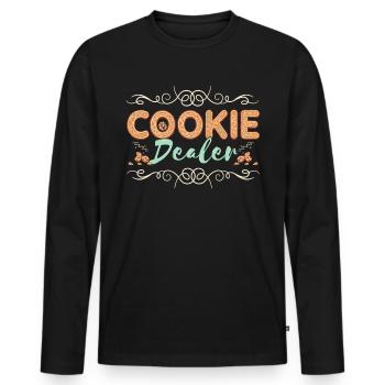 Funny Chocolate -Gingerbread -Christmas Cookies - Men's Premium Organic Long Sleeve Shirt - black - Front - Nico (187cm)