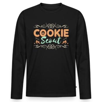 Funny Chocolate -Gingerbread -Christmas Cookies - Men's Premium Organic Long Sleeve Shirt - black - Front - Nico (187cm)