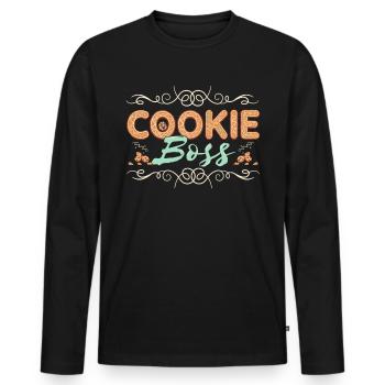 Funny Chocolate -Gingerbread -Christmas Cookies - Men's Premium Organic Long Sleeve Shirt - black - Front - Nico (187cm)