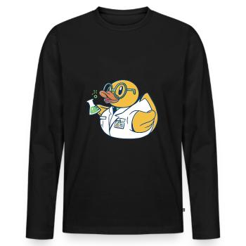 Badeente Wissenschaftler - Männer Premium Bio Langarmshirt - Schwarz - Vorne - Nico (187cm)