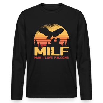 Fauconnerie Falkner Peregrine Falcon Vintage - T-shirt manches longues Premium bio Homme - noir - Devant - Nico (187cm)
