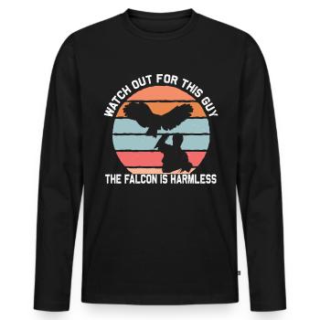 Fauconnerie Falkner Peregrine Falcon Vintage - T-shirt manches longues Premium bio Homme - noir - Devant - Nico (187cm)