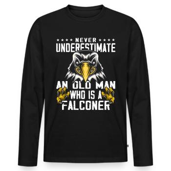 Fauconnerie Falkner Peregrine Falcon Vintage - T-shirt manches longues Premium bio Homme - noir - Devant - Nico (187cm)