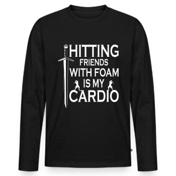Funny "beating friends with foam is my - Men's Premium Organic Long Sleeve Shirt - black - Front - Nico (187cm)