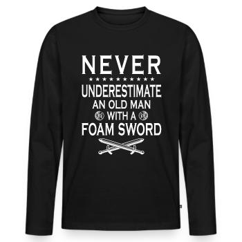 Funny Larp Sword Fighting RPG - Men's Premium Organic Long Sleeve Shirt - black - Front - Nico (187cm)