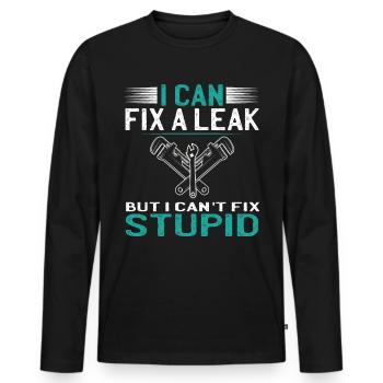 I can't cure stupidity - Men's Premium Organic Long Sleeve Shirt - black - Front - Nico (187cm)